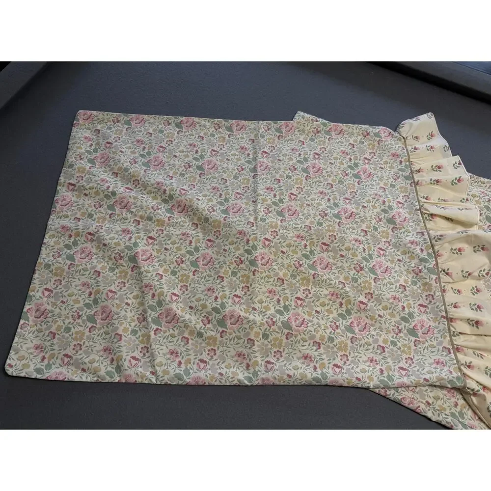 Vintage Floral Ruffle Standard Pillowcases Cottagecore Shabby Chic Set Of 2